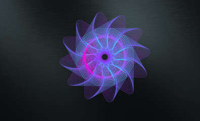 geometric whirls beautifully designed like a flower with black background 
