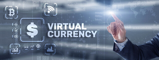 Virtual Currency Exchange Investment concept. Financial Technology Background