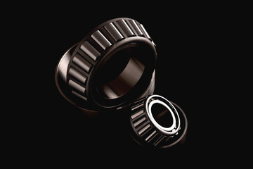 roller bearing on black background, blank for creativity close-up