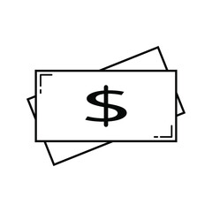 Money. Line Icon Vector. Payment system. Coins and Dollar cent Sign isolated on white background. Flat design style