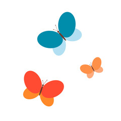 Colorful butterflies isolated on a white background