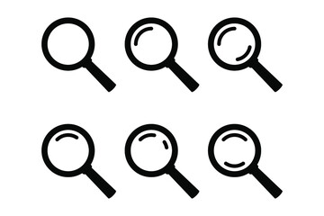 Search icon. Magnifying glass icon, vector magnifier or loupe sign.