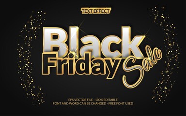Black friday sale gold text effect style theme. Editable text effect vector.