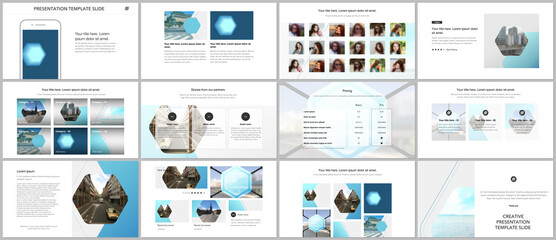 Presentation design vector templates, multipurpose template for presentation slide, flyer, brochure cover design, infographic report. Abstract geometric pattern. Corporate identity business concept.