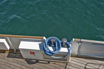rope wrapped on the deck of a steamboat in Geneve, Switzerland