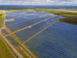 Aerial view to solar power plant.