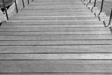 wide wooden outdoor staircase, black and white