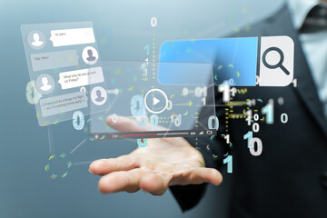 web develop interface web application in hand