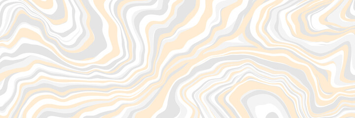 Abstract liquid background. Marble texture, natural stone, free spill of paint. Vector illustration. Long horizontal banner.