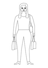 Girl standing cartoon character isolated - vector