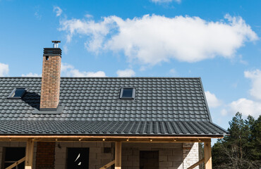 A fragment of the roof of a new house under construction