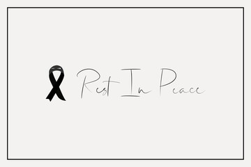 Black ribbon for rest in peace R.I.P vector white background design