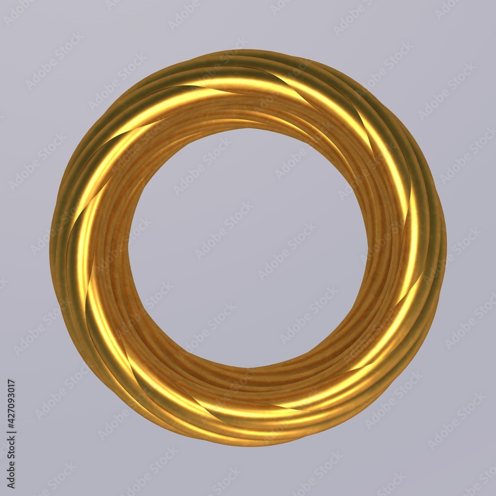 Aufkleber gold donut pattern on a gray background. gold wreath. 3d rendering image.