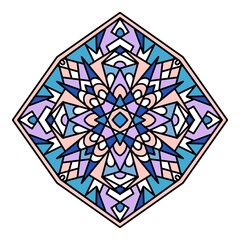 Asia mandala icon, hand drawn and outline style