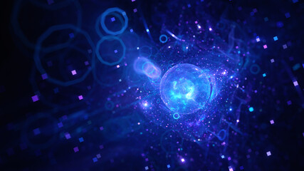 Abstract background, smooth multicolored lines on a black background.