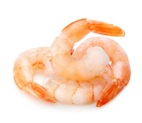 fresh boiled shrimps isolated on white bacground