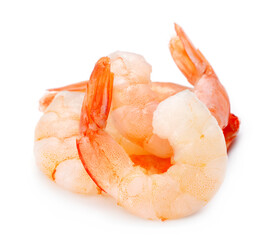fresh boiled shrimps isolated on white bacground