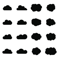 Cloud vector black icons. Cloud set black, symbol web cloud, weather cloud shape illustration