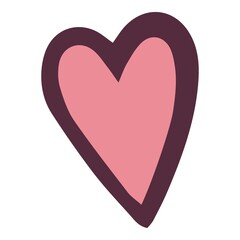Cute heart icon, hand drawn and outline style