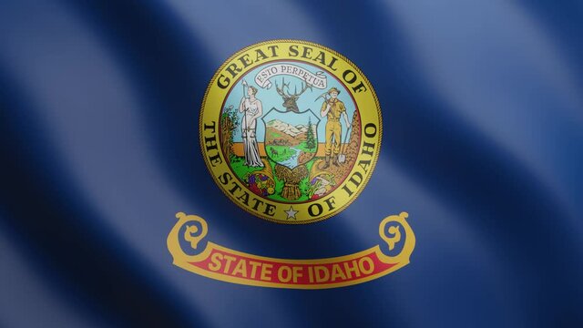 3d waving flag of US state Idaho. National flag in wind background. 4k realistic seamless loop animated video clip