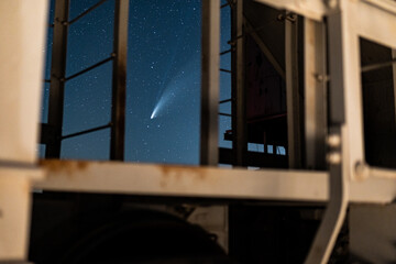 Comet through a train car