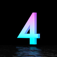 Obraz premium Cyan magenta font Number 4 FOUR 3D