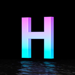 Cyan magenta font Letter H 3D