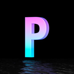 Cyan magenta font Letter P 3D