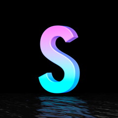 Cyan magenta font Letter S 3D