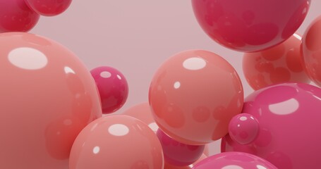 3D pink and red spheres background. 3D rendering.