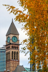 Fototapeta na wymiar Toronto Old City Hall with autumn tree foliage