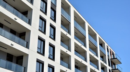 Modern European residential apartment buildings quarter. Abstract architecture, fragment of modern urban geometry.