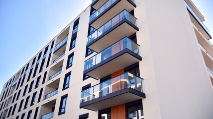 Modern European residential apartment buildings quarter. Abstract architecture, fragment of modern urban geometry.