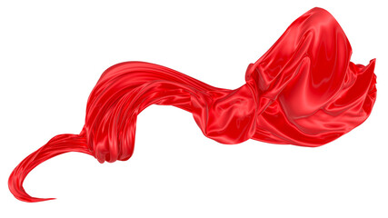 Beautiful flowing fabric of red wavy silk or satin. 3d rendering image.
