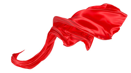 Beautiful flowing fabric of red wavy silk or satin. 3d rendering image.