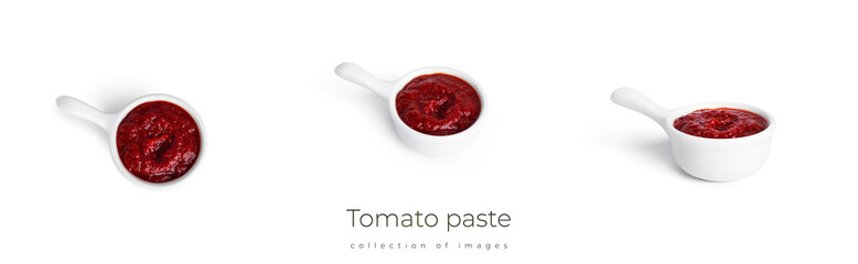 Tomato paste isolated on a white background.