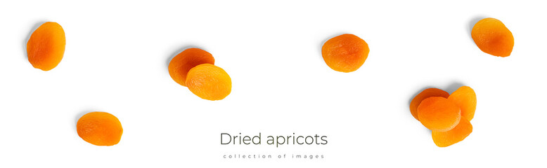Dried apricots isolated on a white background.