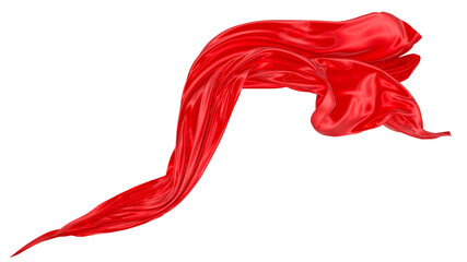 Beautiful flowing fabric of red wavy silk or satin. 3d rendering image.