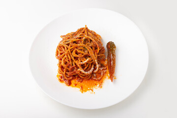 Italian pasta with tomato sauce and chili 