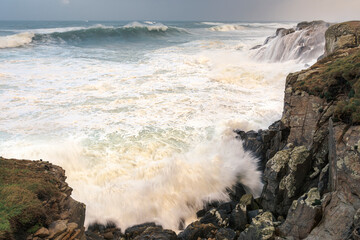 Temporal en la costa de Burela, Lugo, Galicia.