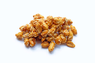 Fried peanuts with sugar and sesame seeds