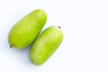 Winter melon in basket on white background.