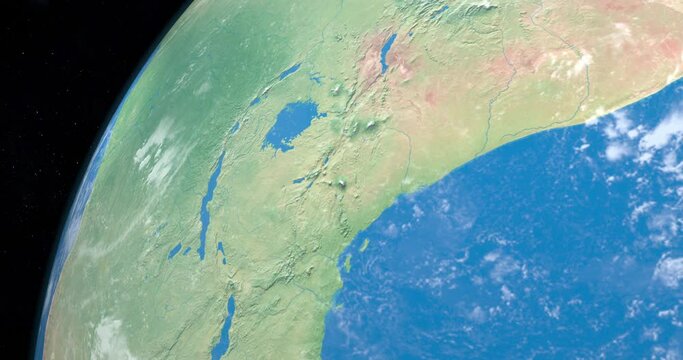Lake Tanganyika in planet earth, aerial view from outer space
