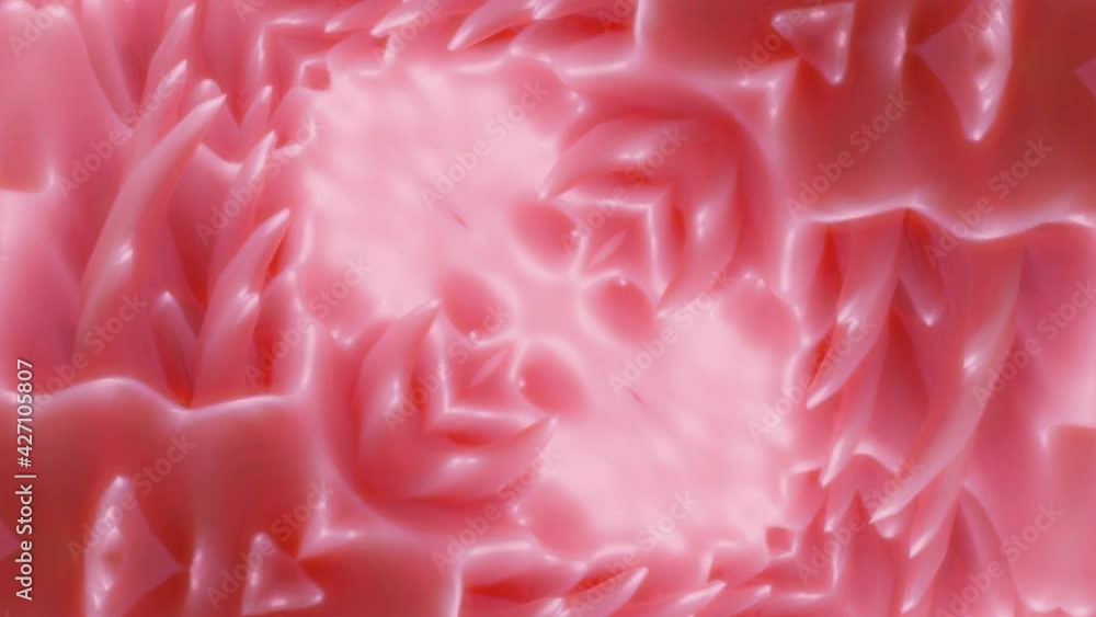 Poster animated patterns. wavy pink deformable surface. loop abstract background. 3d render