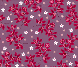 Vector stylish floristic pattern with decorative small flowers and leaves. Vintage background and print for textiles and fashion accessories