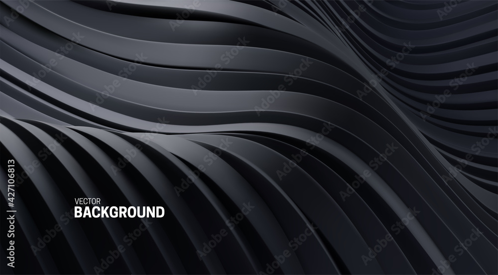 Poster black abstract background. soft elastic shape backdrop.