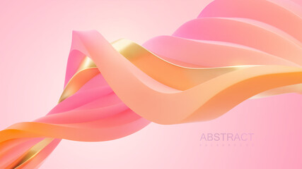 Wavy pastel colors shape. Vector 3d illustration.