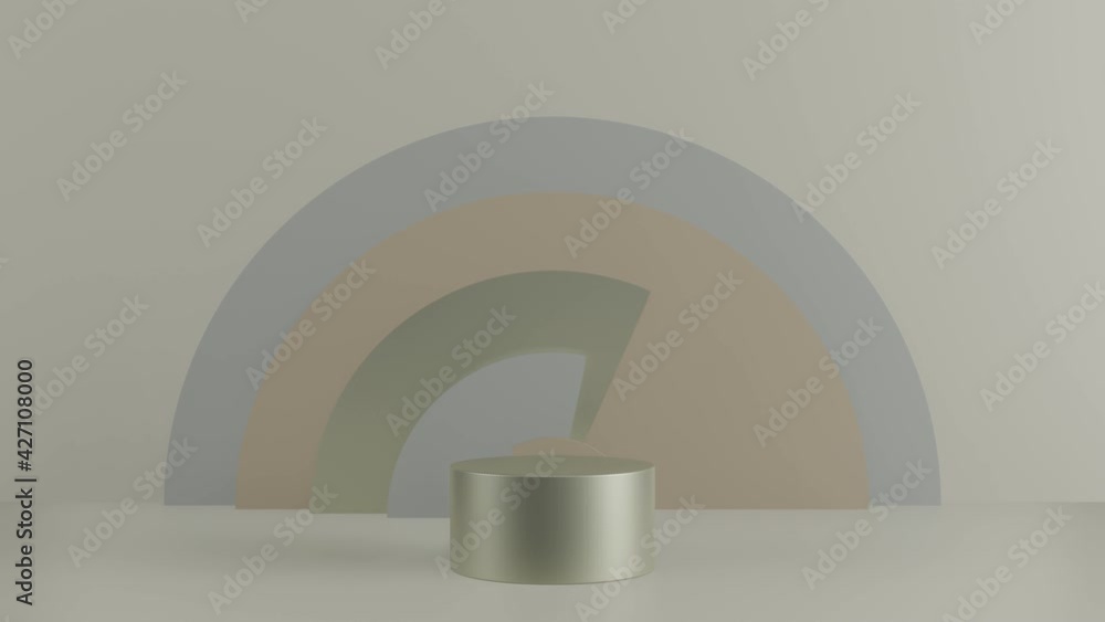 Poster simple geometric elements in calm pastel colors in 3d modeling scene. empty pedestals for cosmetic p