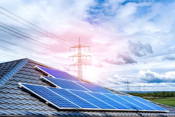 Solar panels with electric pole