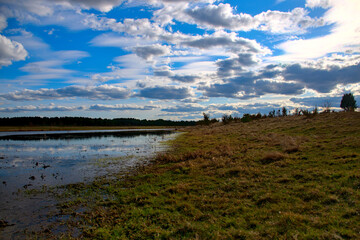 the land of the lower Narew, spring landscape, oxbow lake